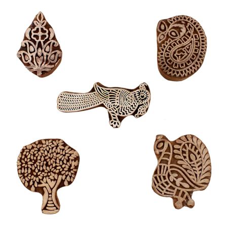 Set of 5 Piece New Mix Wooden Printing Blocks